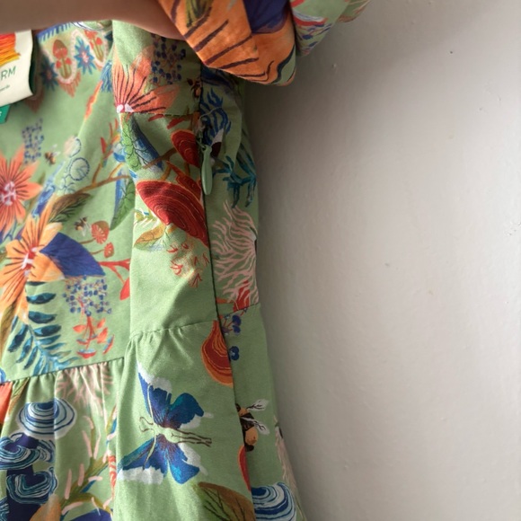 Farm Rio Green Puff Sleeve Bright Yard Mini Dress - Picture 6 of 10